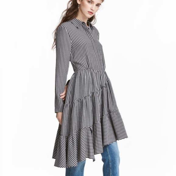 H&M Asymmetric Gingham Plaid Dress - Picture 1 of 7